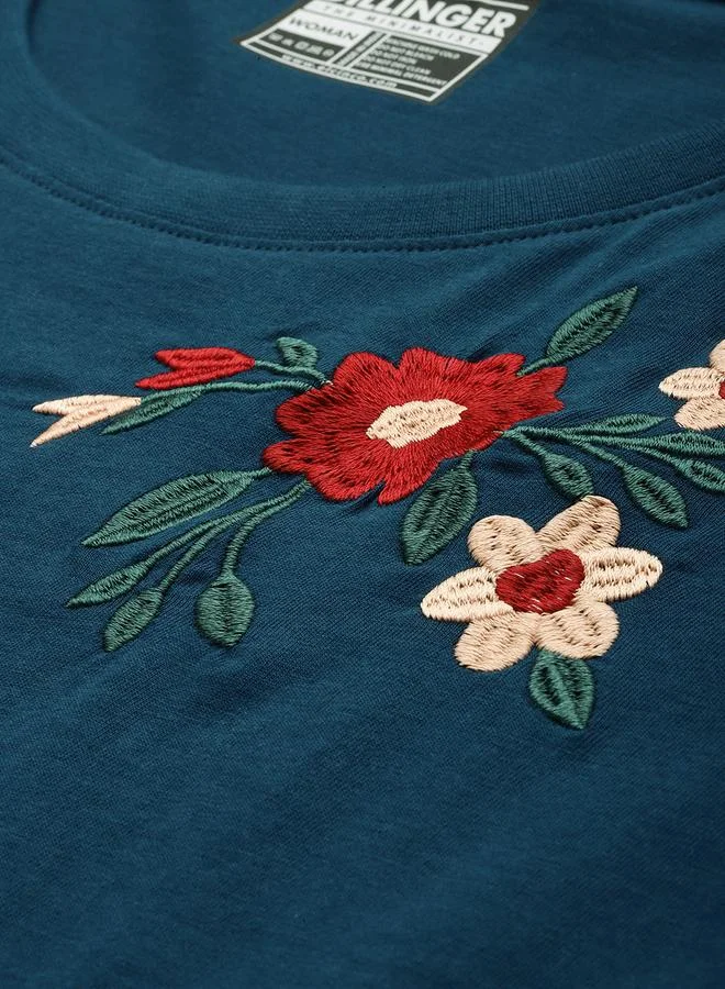 ديلينجر تيشيرت نسائي مطرز بقصة واسعة